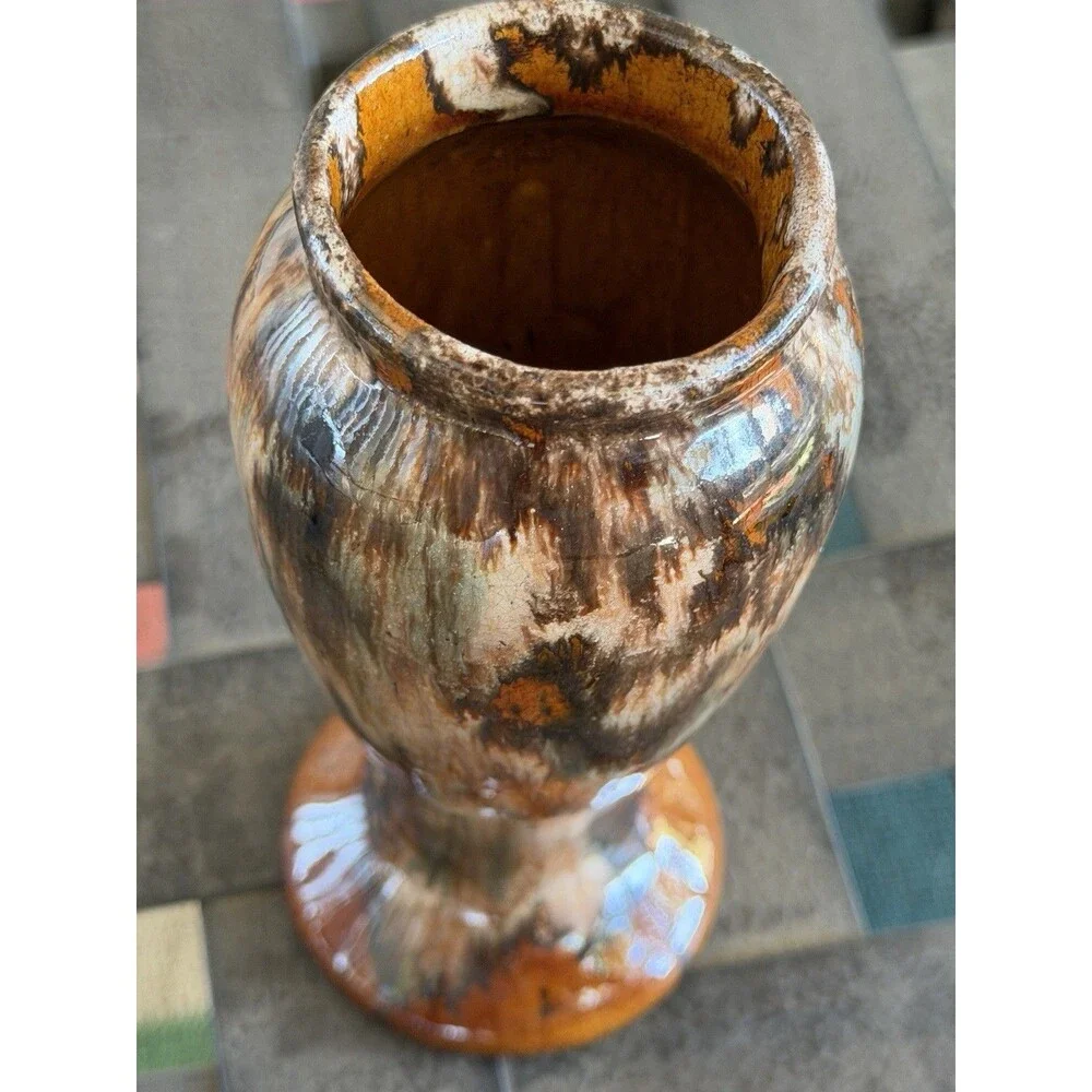 Vintage Brush McCoy 745 Brown Onyx Drip Glaze Pottery Vase 1930s 6